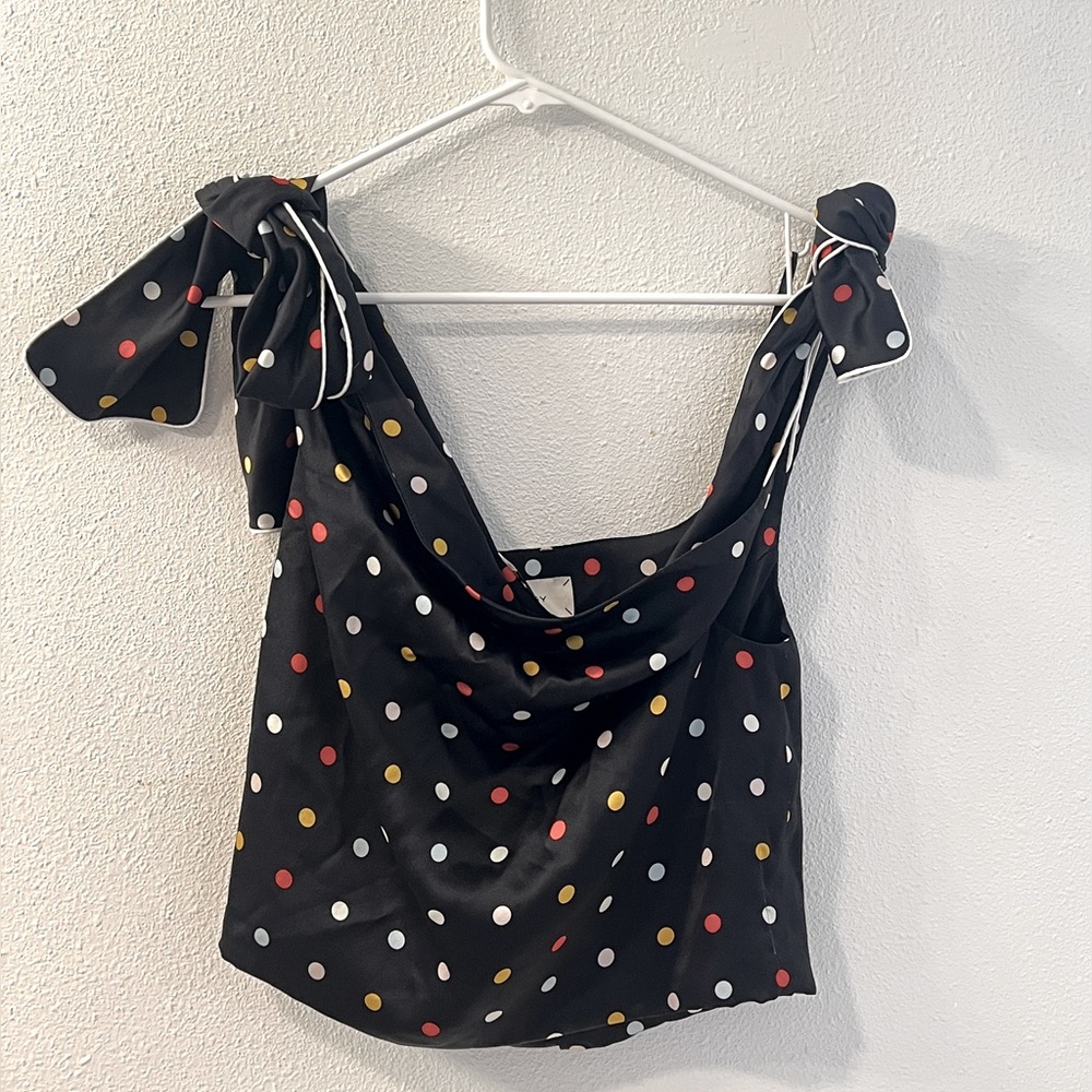 $650 Hellessy Neiman Marcus | Kiki | Polka Dot Silk One Shoulder Blouse | 6